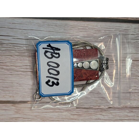 Red Sponge Coral Sterling Silver Pendant Necklace With 18" Long Chain Bohemian - Picture 11 of 11